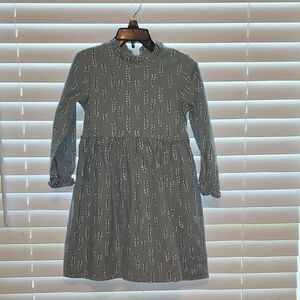 Sage Green Long Sleeve Dress with Floral Pattern